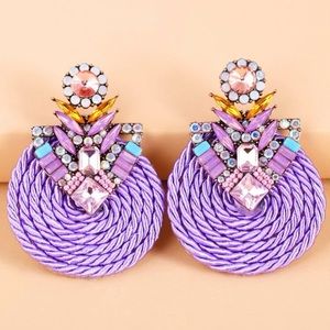 Rhinestone Decor Stud Boho Earrings